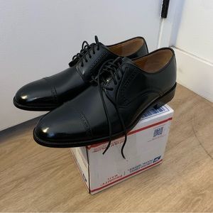 Johnston & Murphy Bradford Cap Toe Black Leather Dress Shoes Men’s Size 8.5 NWOB